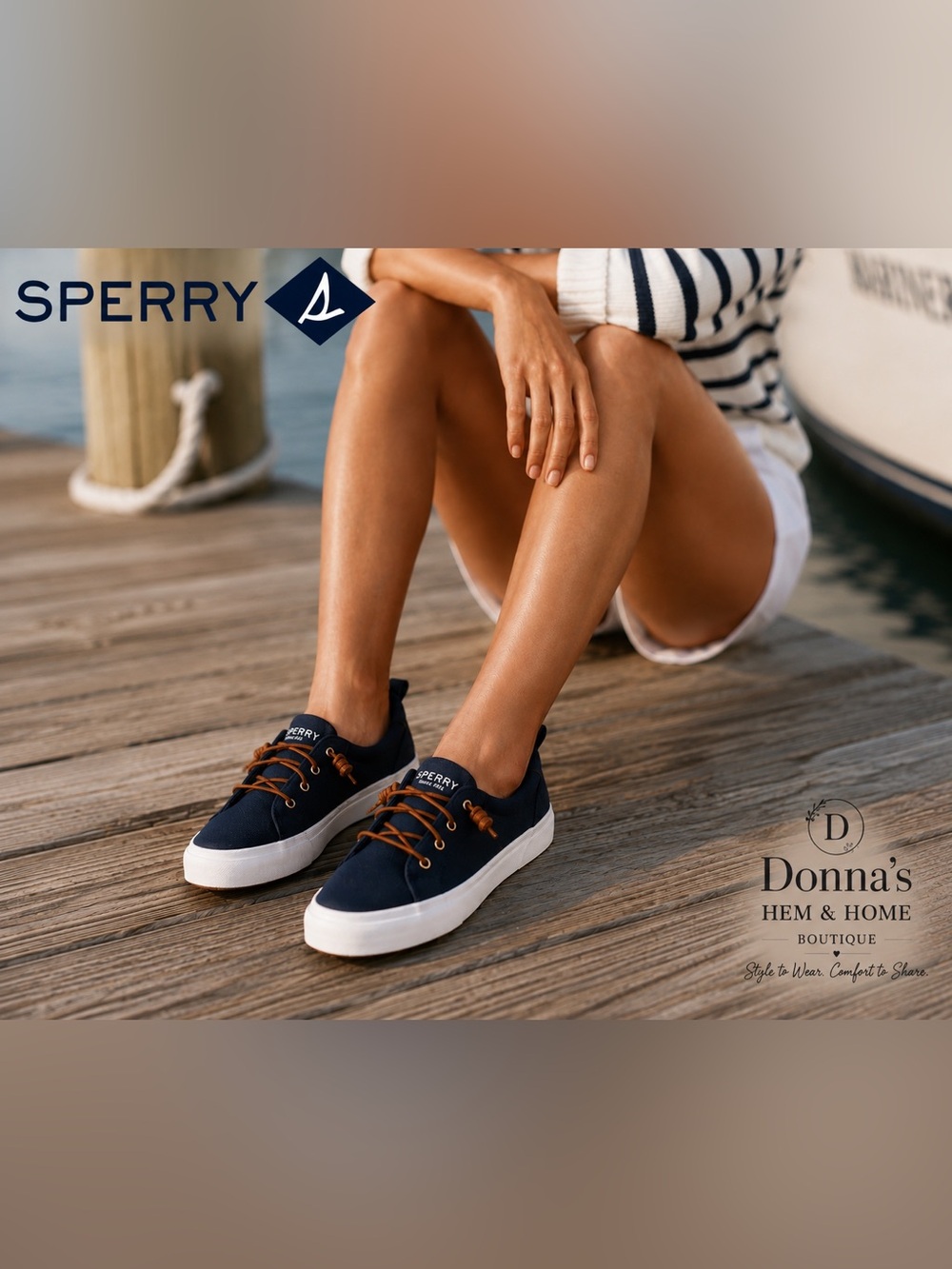 ⚓️ SPERRY TOP-SIDER Navy “Pier Wave” LTT Barrel-Lace Slip-On Canvas Sneakers